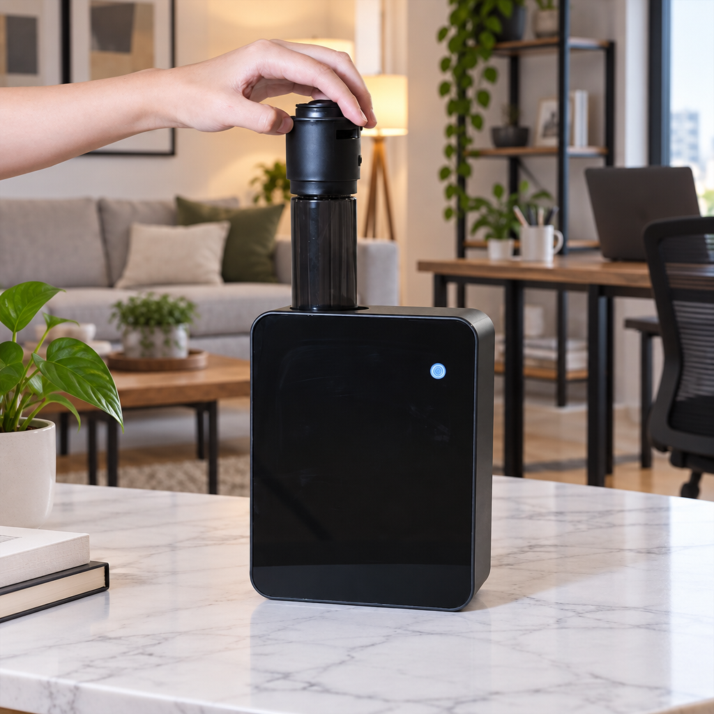 Difusor de Aromas Inteligente ideal para el Hogar, Hoteles, Oficinas y Tiendas Departamentales, con Aplicación, Ecológico, para Aceites Esenciales y Fragancias